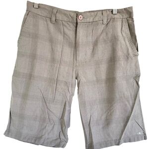 ONEILL Plaid Shorts Mens 32 Chino Polyester/Viscose Ins Tan Beige
